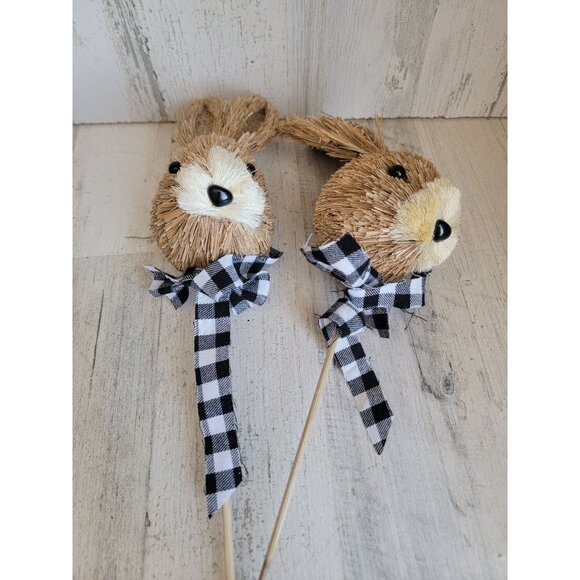 Bristle easter bunny head pick set bow plaid rabbit - Picture 3 of 10